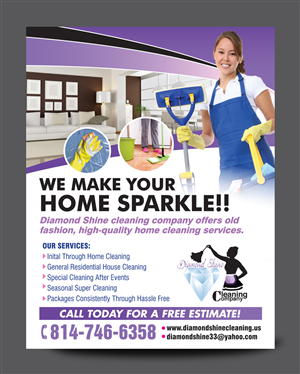 Postcard Design by rkailas for Jenny''s Diamond Shine Cleaning Company | Design #5067111