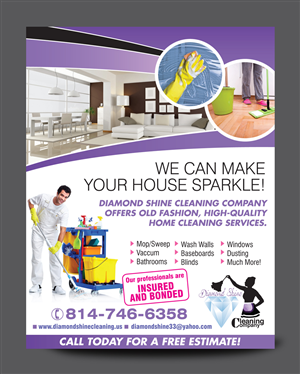 Postcard Design by rkailas for Jenny''s Diamond Shine Cleaning Company | Design: #5067350
