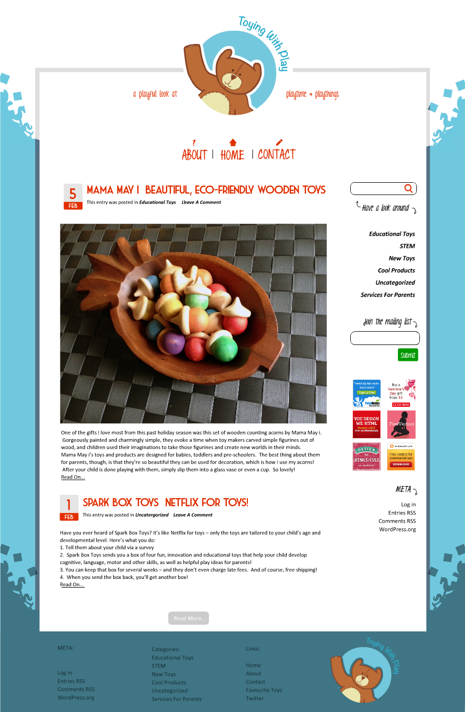 Diseño Wordpress por Michael Davies para Toying With Play | Diseño #1444103