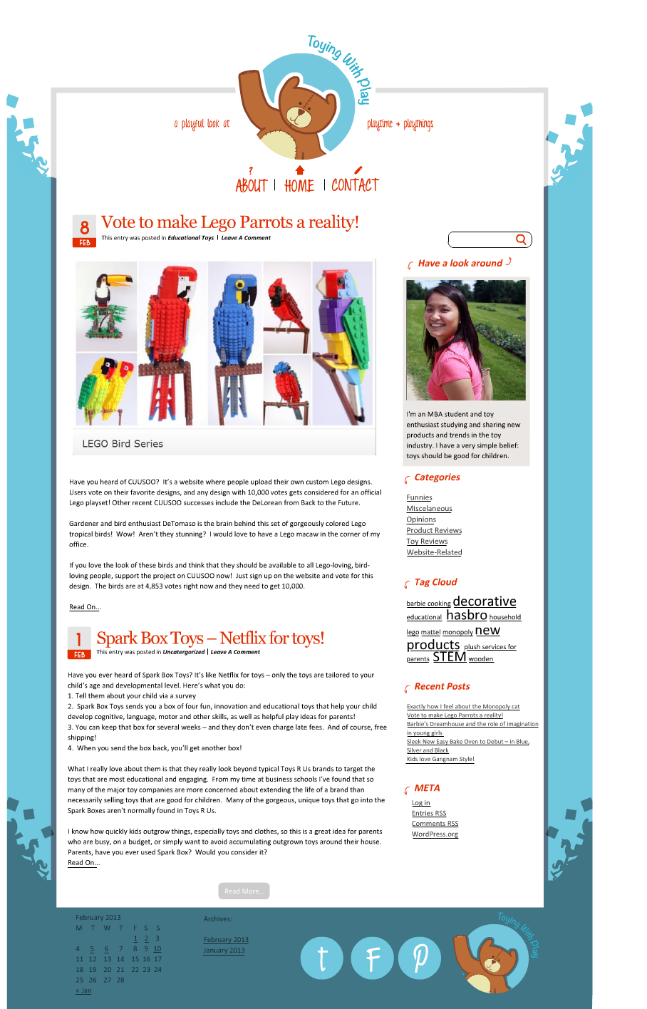 Wordpress Design by Michael Davies for Toying With Play | Design #1453571