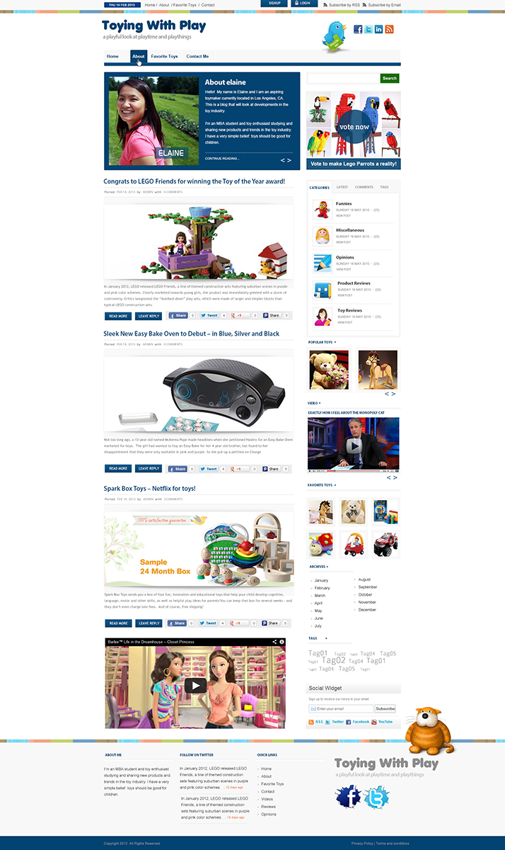 Diseño Wordpress por Graphicsbox para Toying With Play | Diseño #1460116