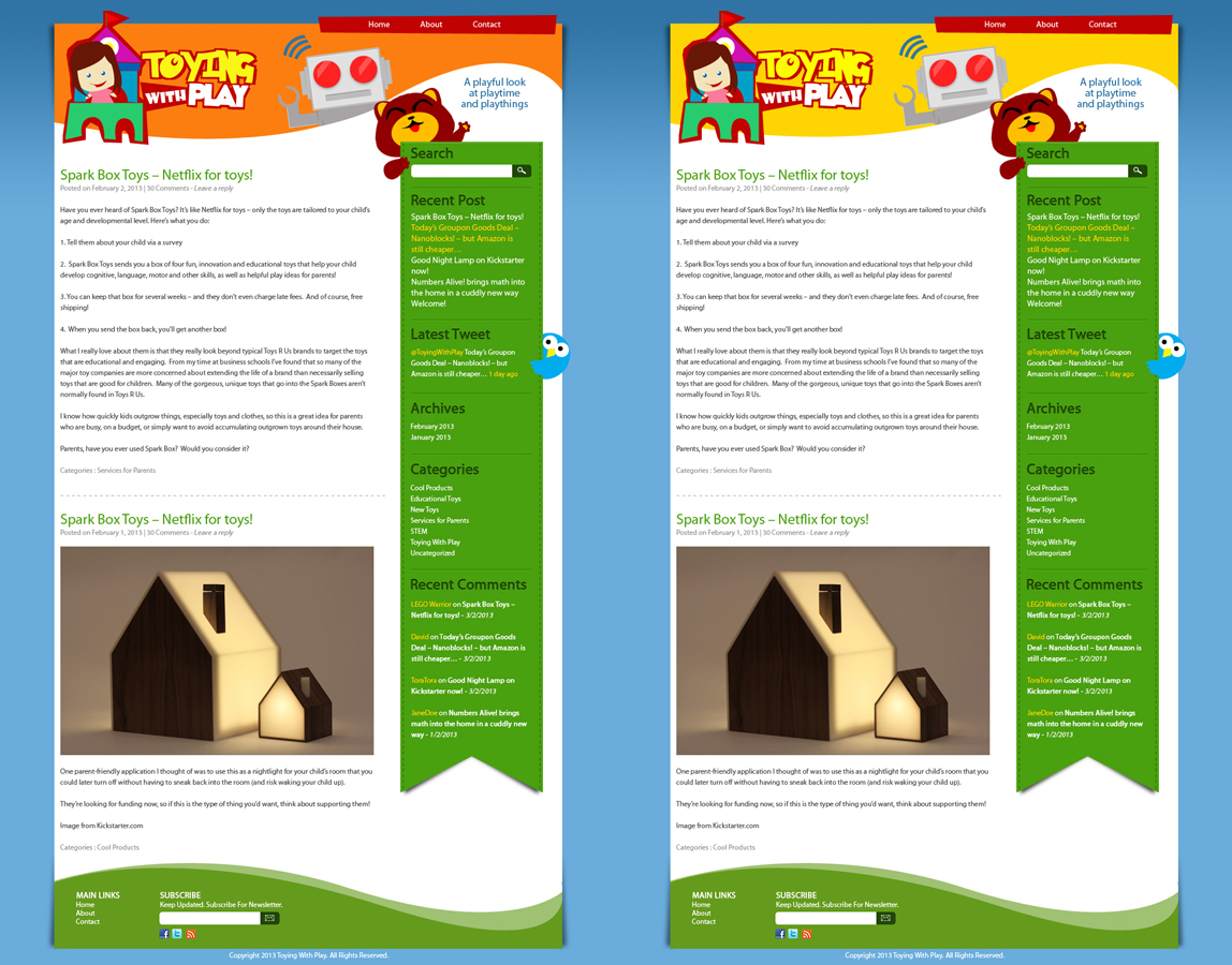 Wordpress Design by Ardianet for Toying With Play | Design #1438030