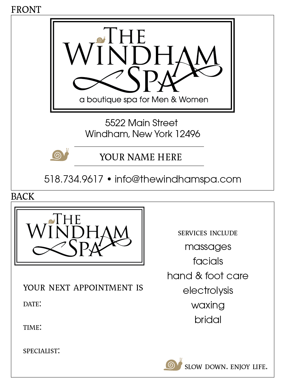 Design de Carte de Visite par aripleydesign pour The Windham Spa | Design #1406569