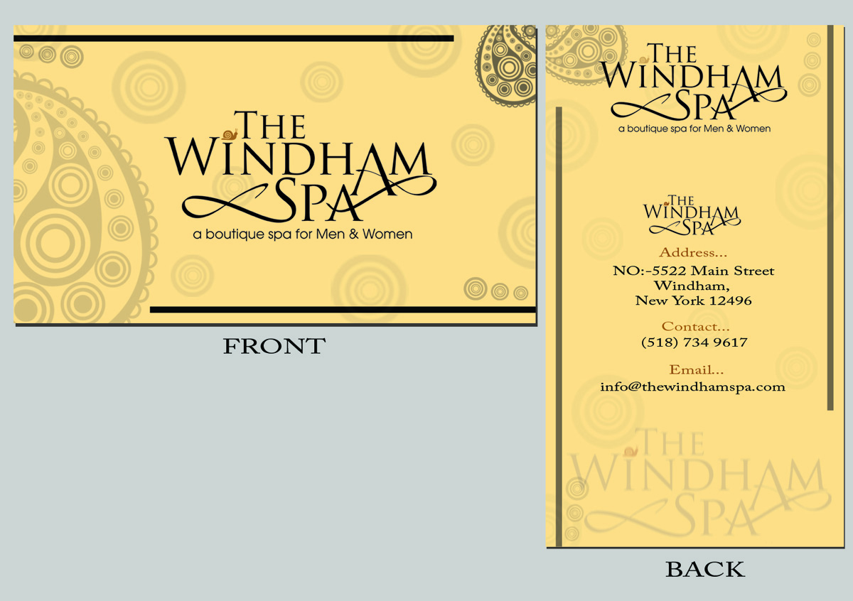 Business Card Design by Dumidu Padeniya for The Windham Spa | Design #1459893