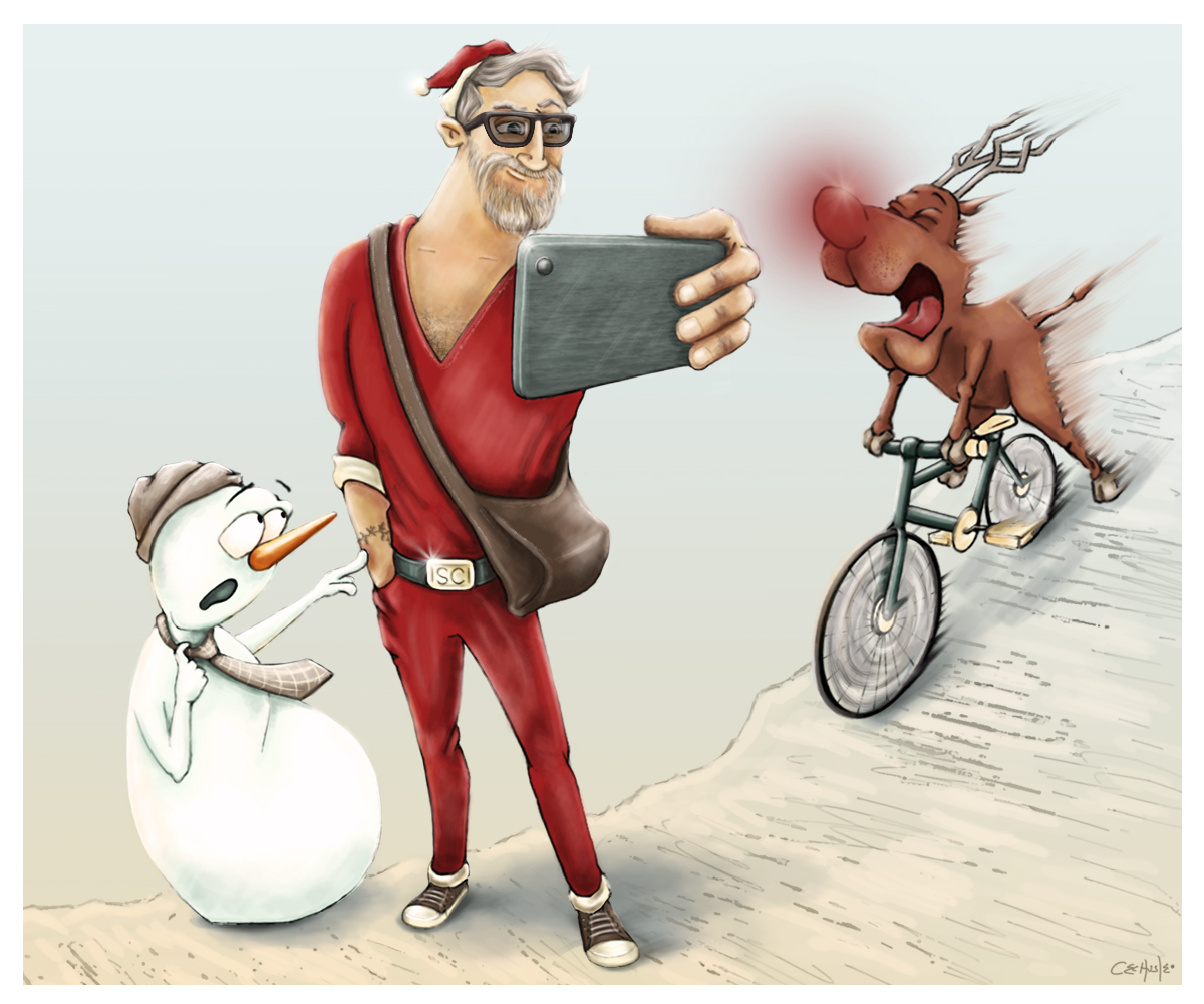 Hipster Santa Claus, Hipster Elfs and Other Famous Christmas Characters as Hipsters