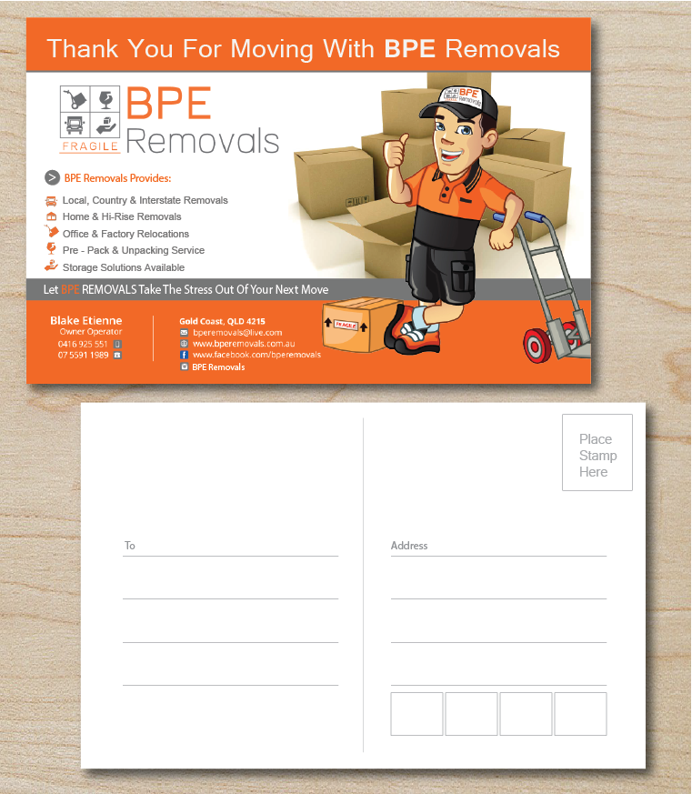 Postcard Design by alex989 for BPE Removals | Design #5027467