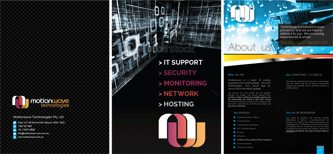 Brochure Design by MrColiArtist for Motionwave Technologies Pty Ltd | Design #5085055