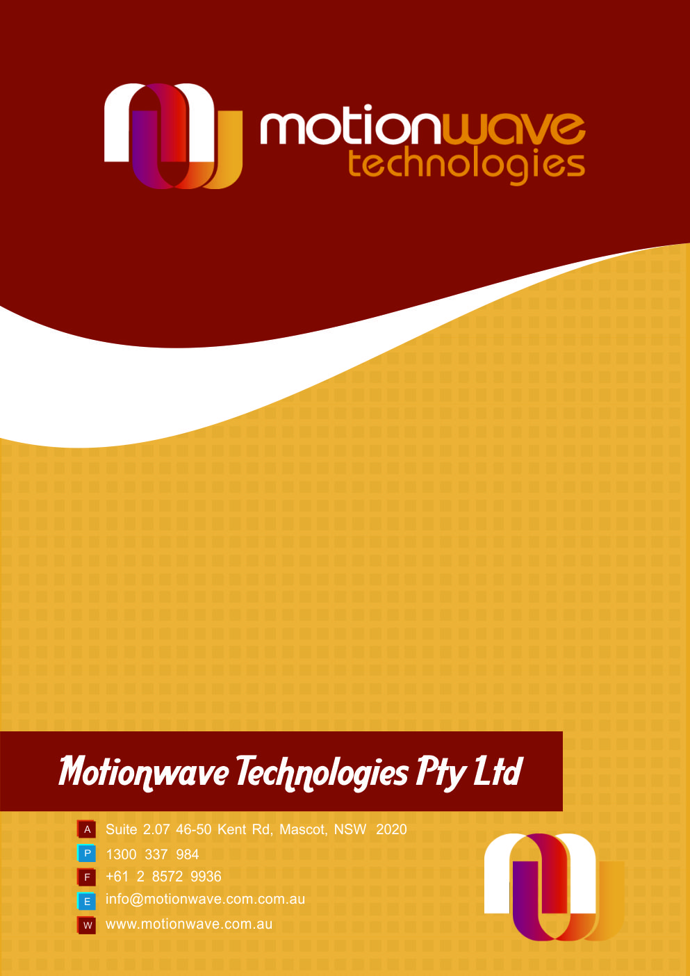 Brochure Design by Shigh5 for Motionwave Technologies Pty Ltd | Design #5078170