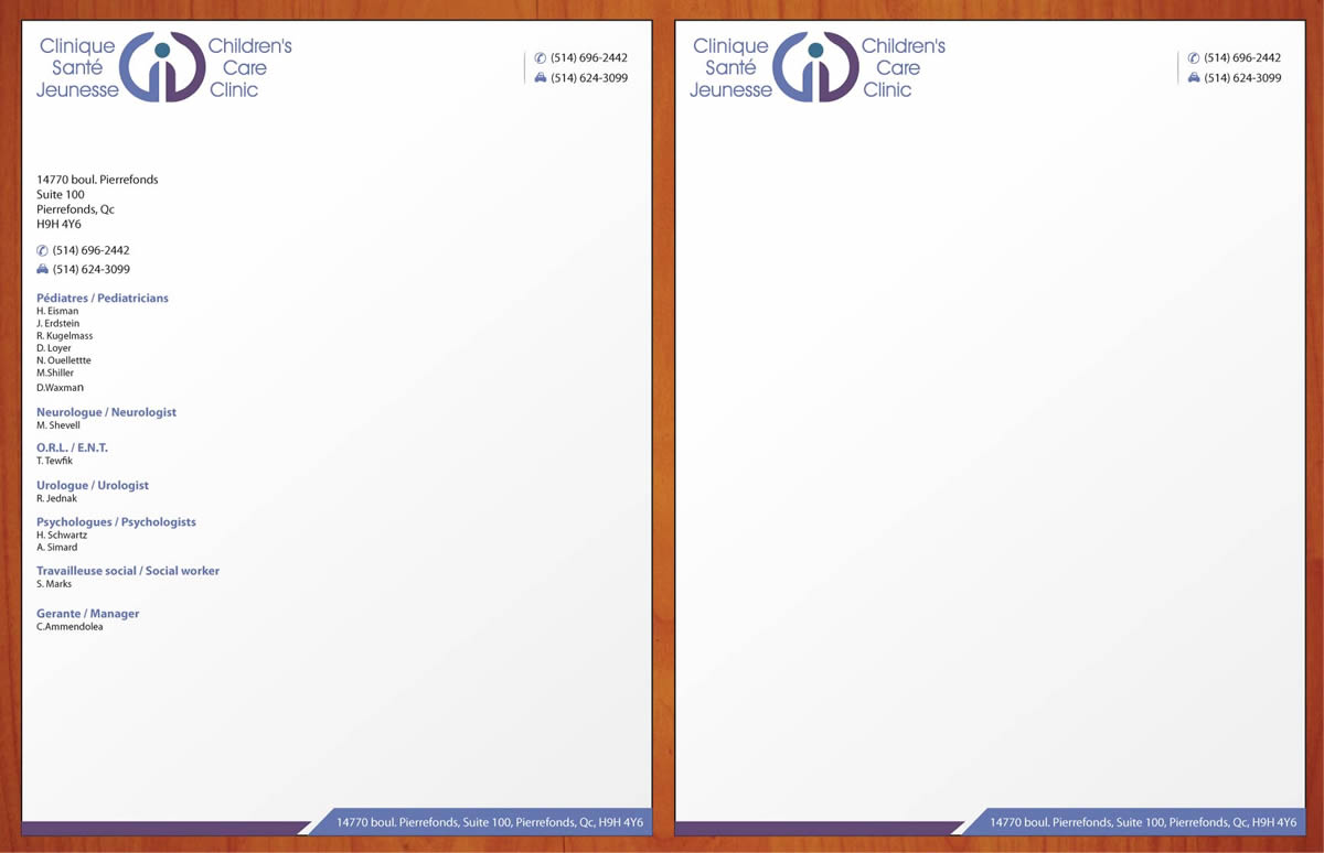 Letterhead Design by Sbss for Children''s Care Clinic | Design #5018343