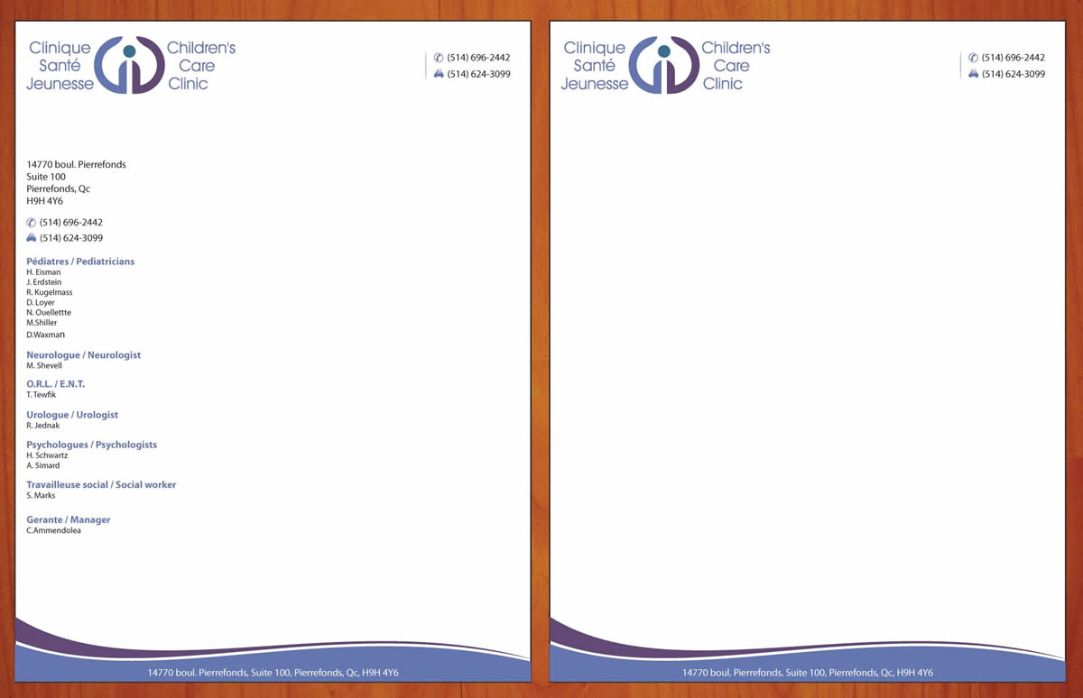 Letterhead Design by Sbss for Children''s Care Clinic | Design #5018367