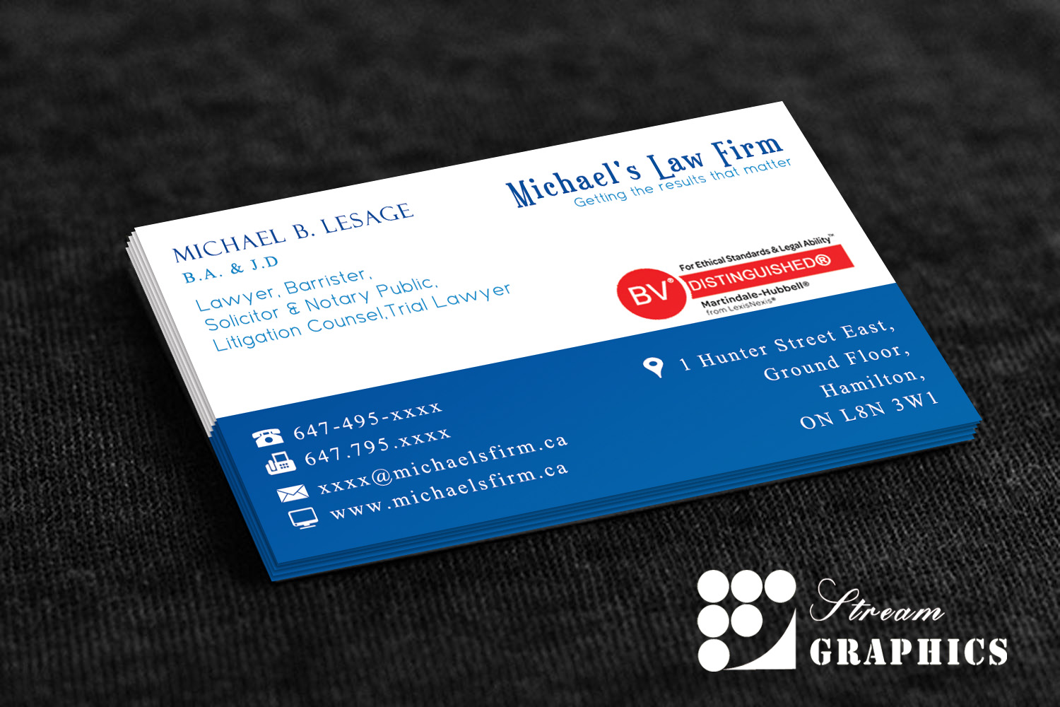 Visitenkarten-Design von Stream Graphics für Michael''s Law Firm | Design #5111291