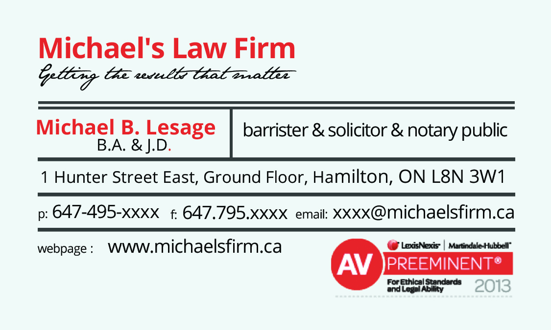 Business Card Design by IgorShcherbakov for Michael''s Law Firm | Design #5058427