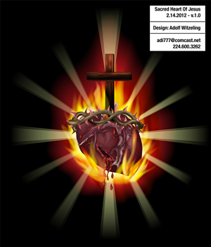 Difficult Project - Original Sacred Heart Image / Illustration for church branding and religious use