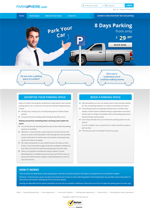 home page for a car parking website | Web Design by Sbss