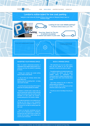 home page for a car parking website | Web Design by madeli