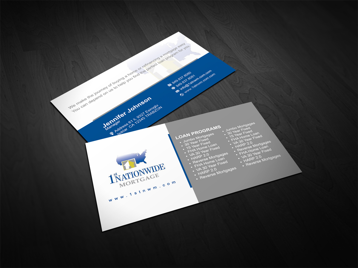 Business Card Design by diRtY.EMM for 1st Nationwide Mortgage Corporation | Design #1433886