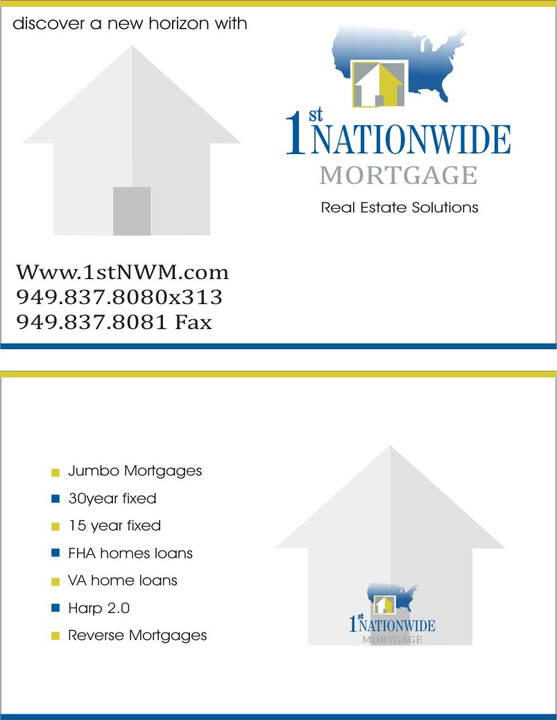 Business Card Design by Designplus for 1st Nationwide Mortgage Corporation | Design #1422092