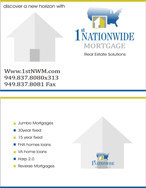 Business Card Design by Designplus for 1st Nationwide Mortgage Corporation | Design: #1422092