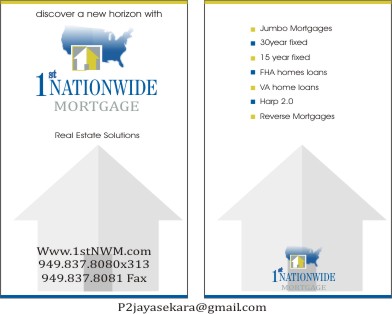 Business Card Design by Designplus for 1st Nationwide Mortgage Corporation | Design #1434396