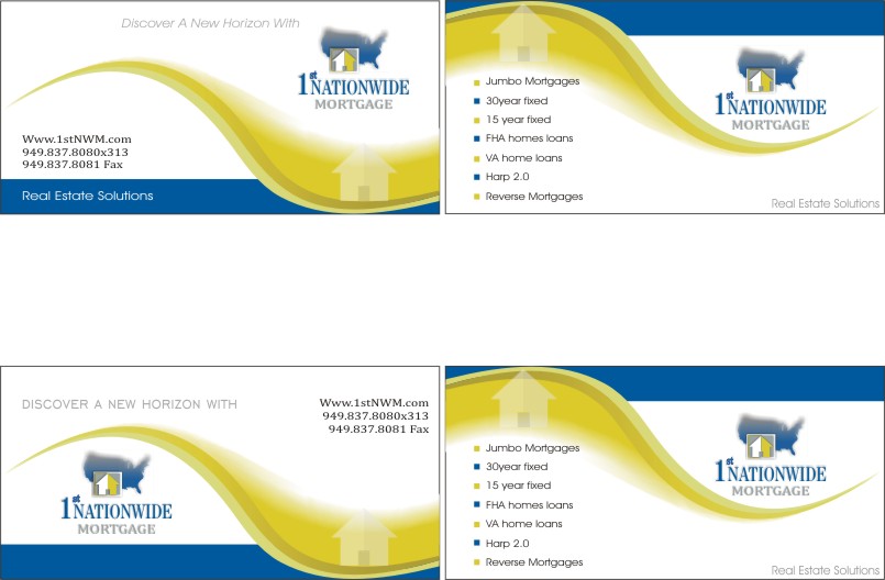 Business Card Design by Designplus for 1st Nationwide Mortgage Corporation | Design #1434458