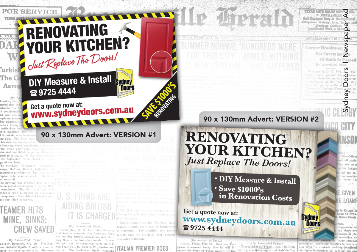 Diseño de Anuncio de Prensa por CharlotteJ para Sydney Doors | Diseño #1423197