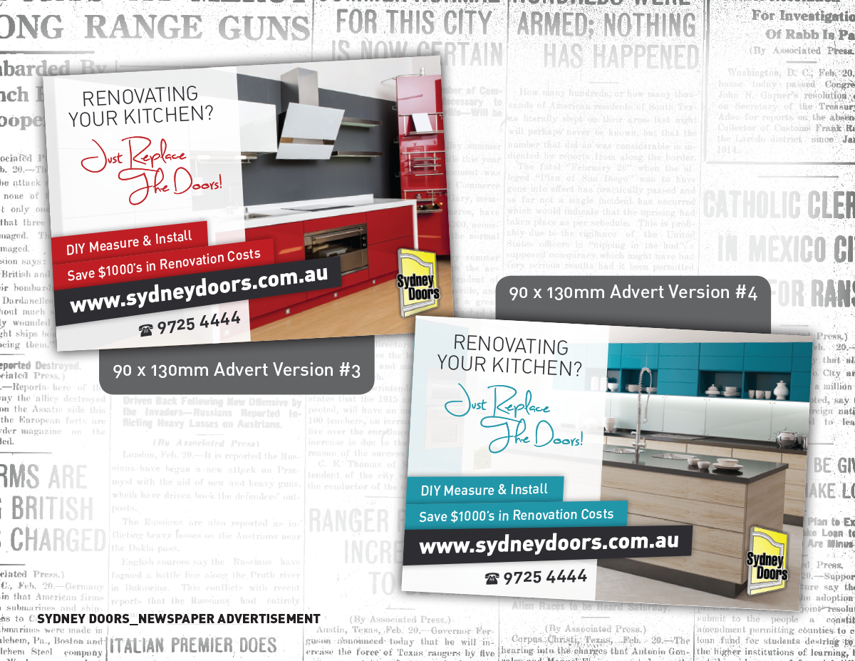 Newspaper Ad Design by CharlotteJ for Sydney Doors | Design #1428678