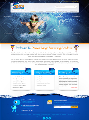 Web Design by Mayank Patel for DARREN LANGE SWIMMING ACADEMY | Design #1430641