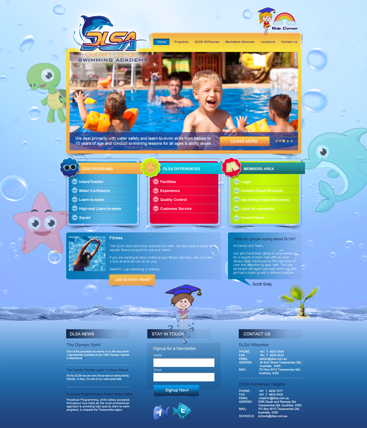 Web Design by Desire Design Solutions for DARREN LANGE SWIMMING ACADEMY | Design #1427465