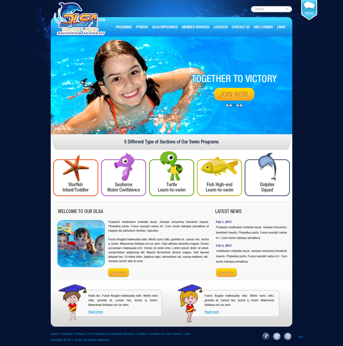 Web Design by pb for DARREN LANGE SWIMMING ACADEMY | Design #1420384