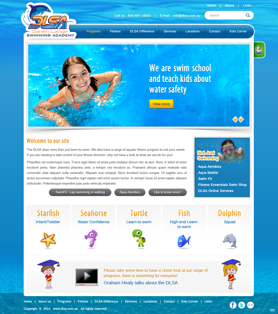 Web Design by pb for DARREN LANGE SWIMMING ACADEMY | Design #1420388