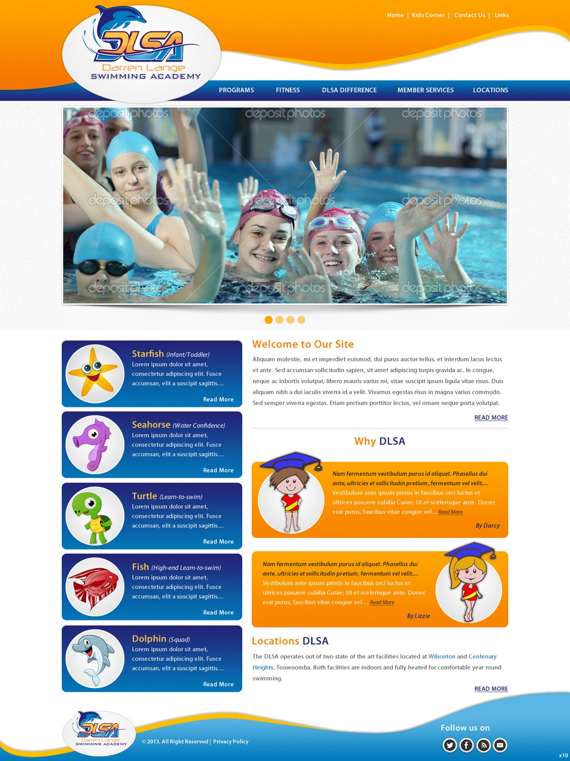 Web Design by pb for DARREN LANGE SWIMMING ACADEMY | Design #1424223