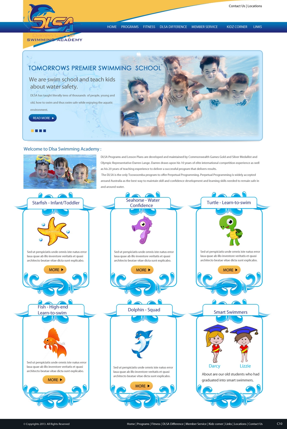 Web Design by pb for DARREN LANGE SWIMMING ACADEMY | Design #1424228