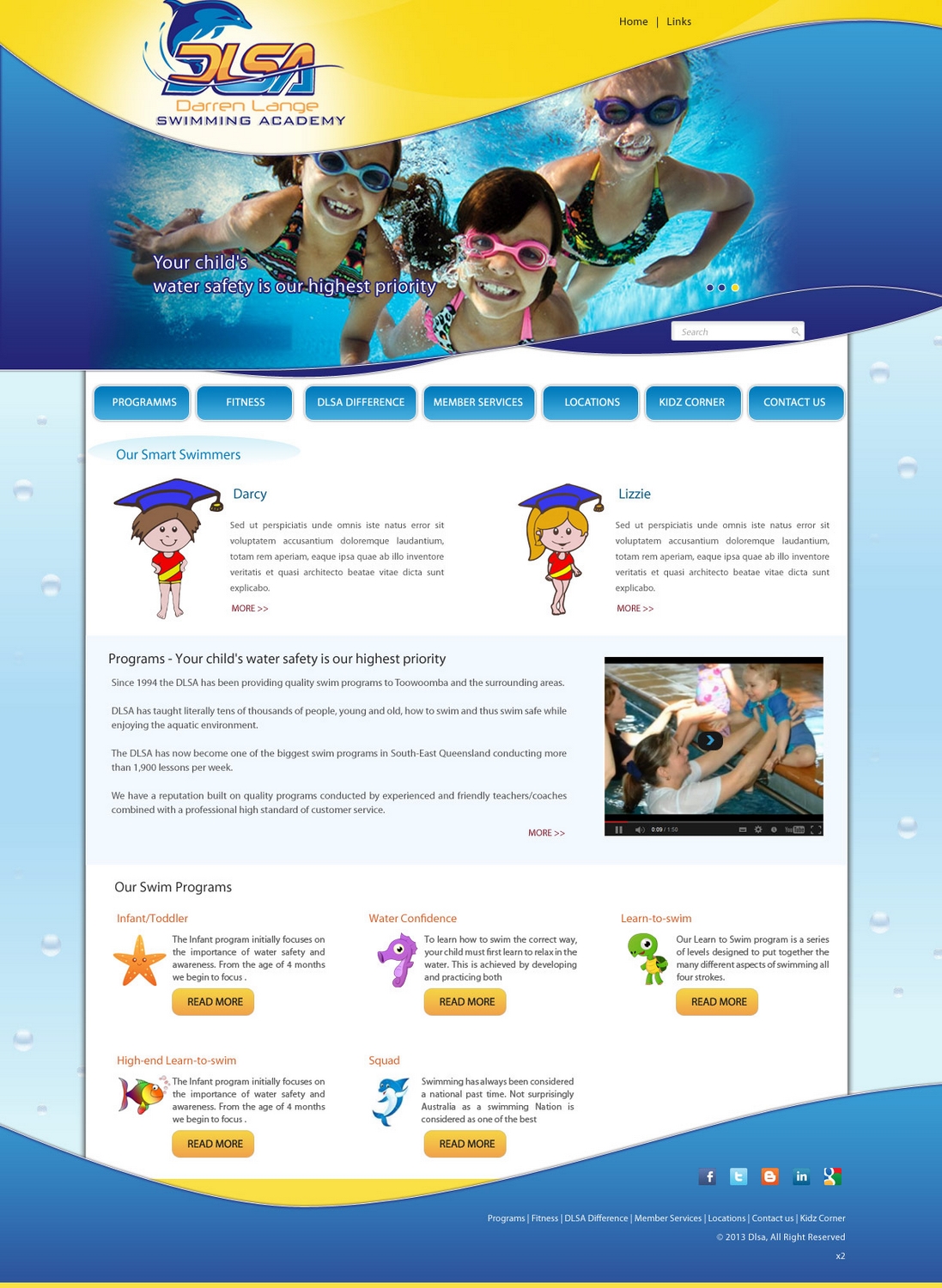 Web Design by pb for DARREN LANGE SWIMMING ACADEMY | Design #1424229