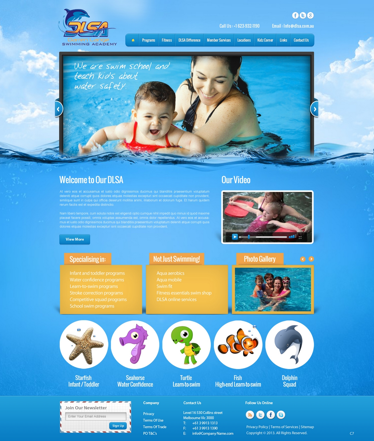 Web Design by pb for DARREN LANGE SWIMMING ACADEMY | Design #1424230