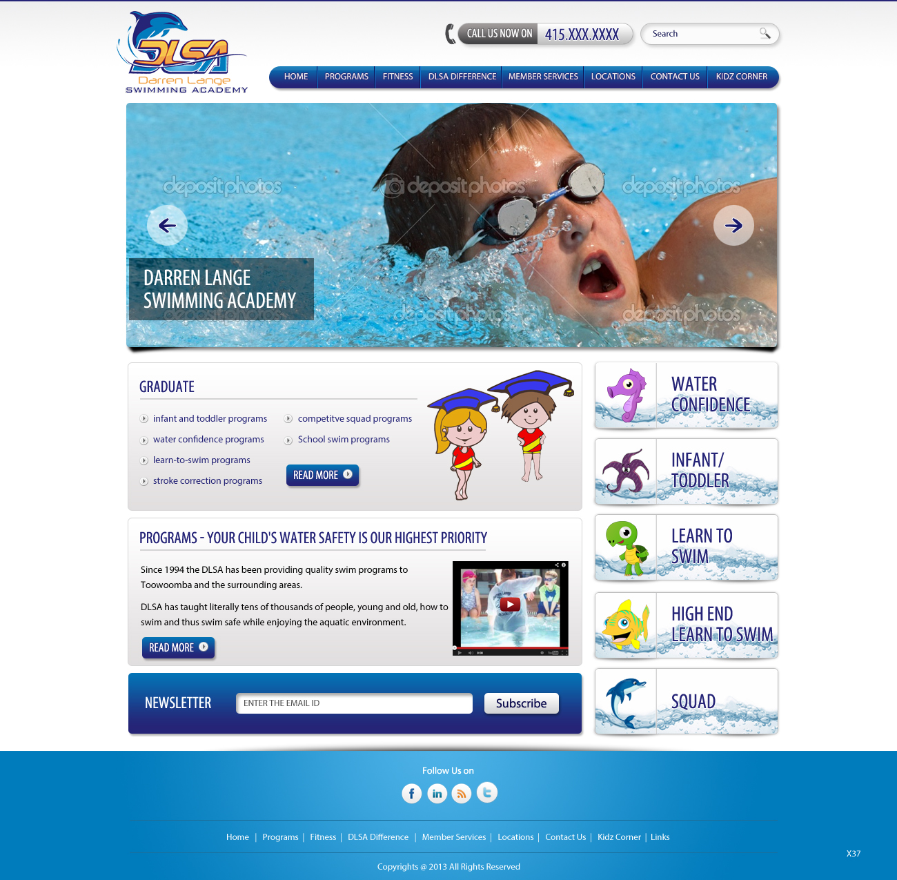 Web Design by pb for DARREN LANGE SWIMMING ACADEMY | Design #1426845