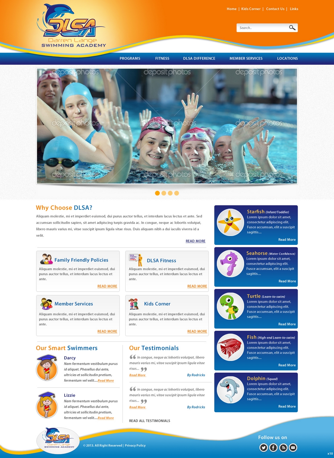Web Design by pb for DARREN LANGE SWIMMING ACADEMY | Design #1445783