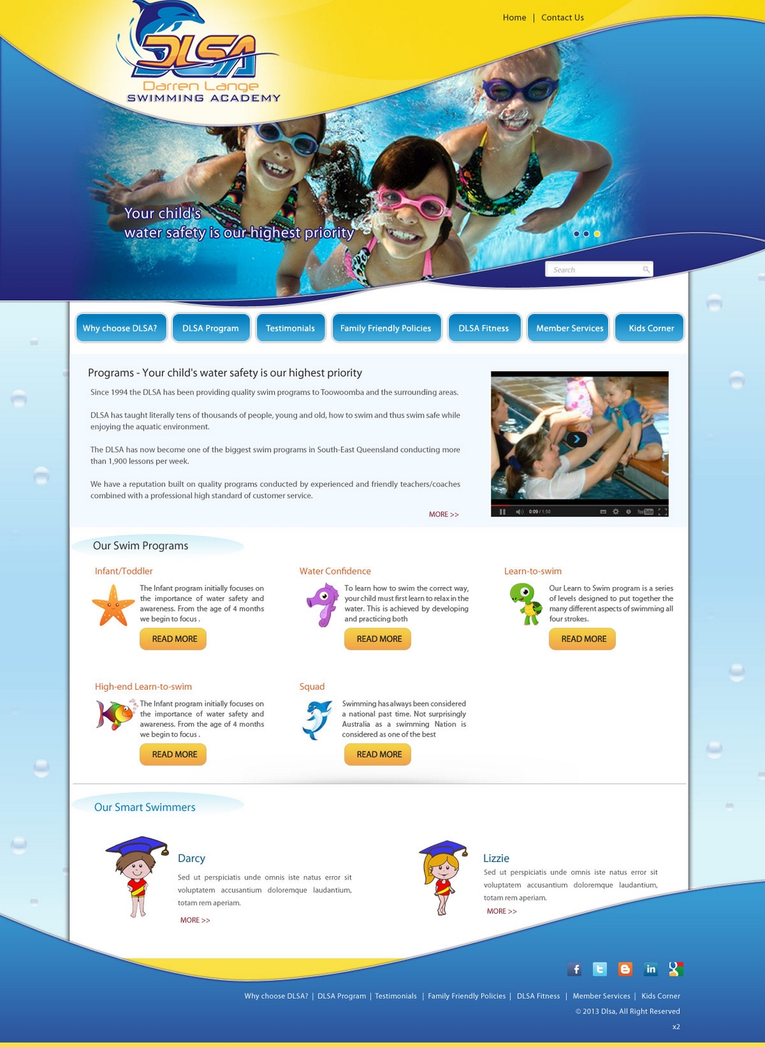Web Design by pb for DARREN LANGE SWIMMING ACADEMY | Design #1445784