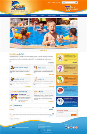 Diseño Web por pb para DARREN LANGE SWIMMING ACADEMY | Diseño: #1464787