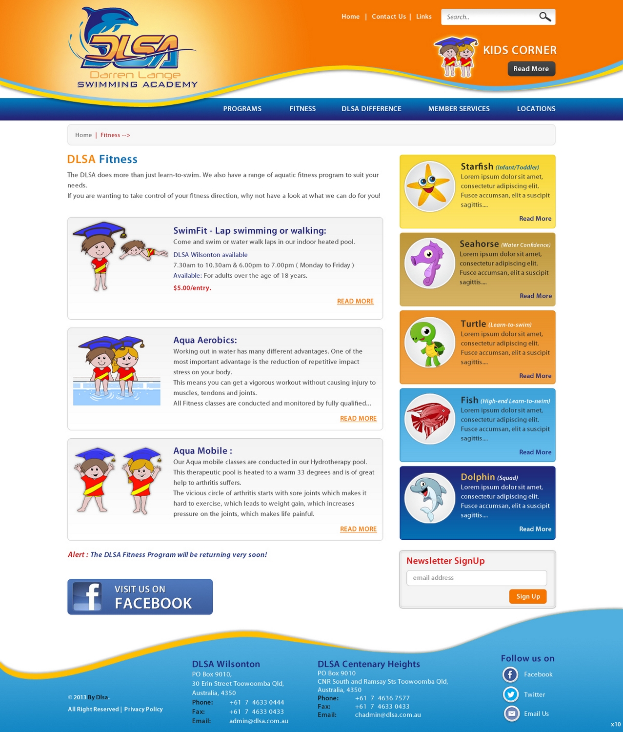 Web Design by pb for DARREN LANGE SWIMMING ACADEMY | Design #1487373