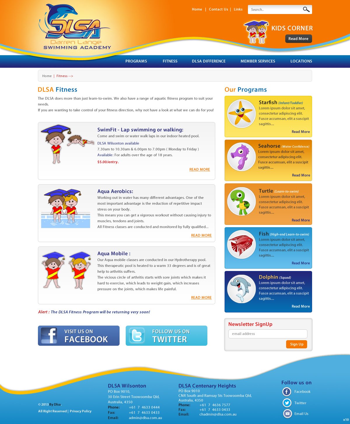Web Design by pb for DARREN LANGE SWIMMING ACADEMY | Design #1495200