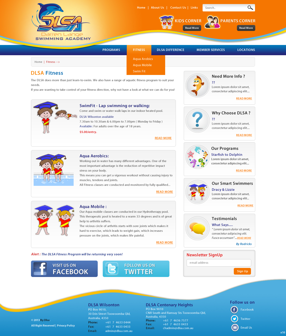 Web Design by pb for DARREN LANGE SWIMMING ACADEMY | Design #1506977
