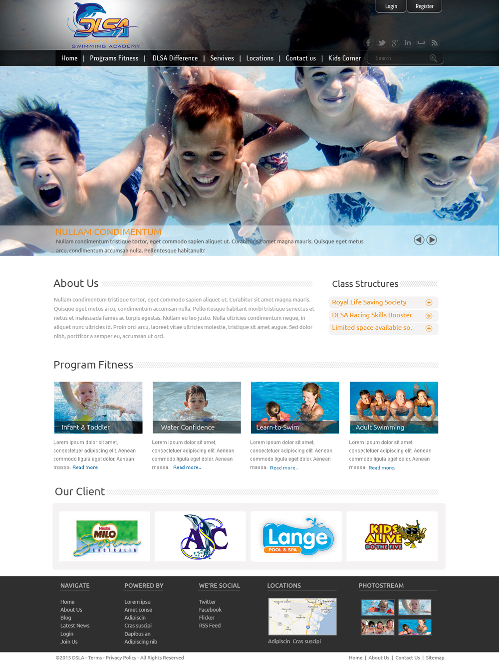 Web Design by OM for DARREN LANGE SWIMMING ACADEMY | Design #1432107