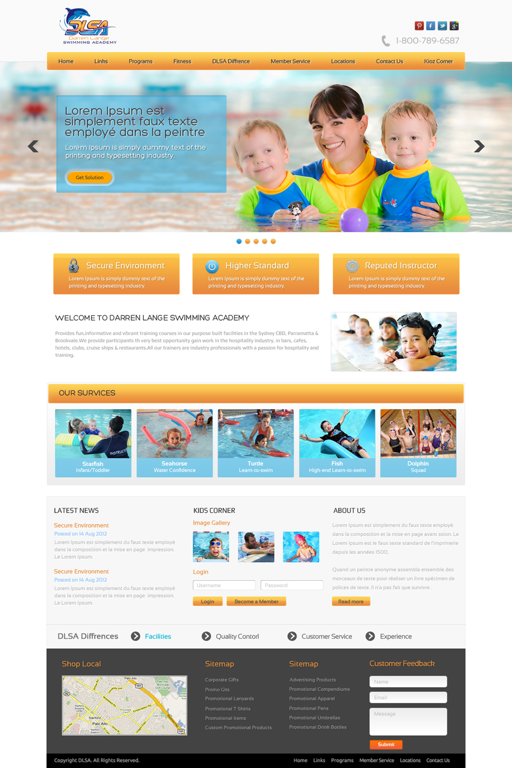 Web Design by OM for DARREN LANGE SWIMMING ACADEMY | Design #1432127