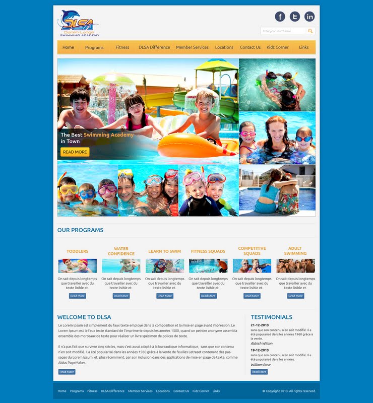 Web Design by OM for DARREN LANGE SWIMMING ACADEMY | Design #1439783