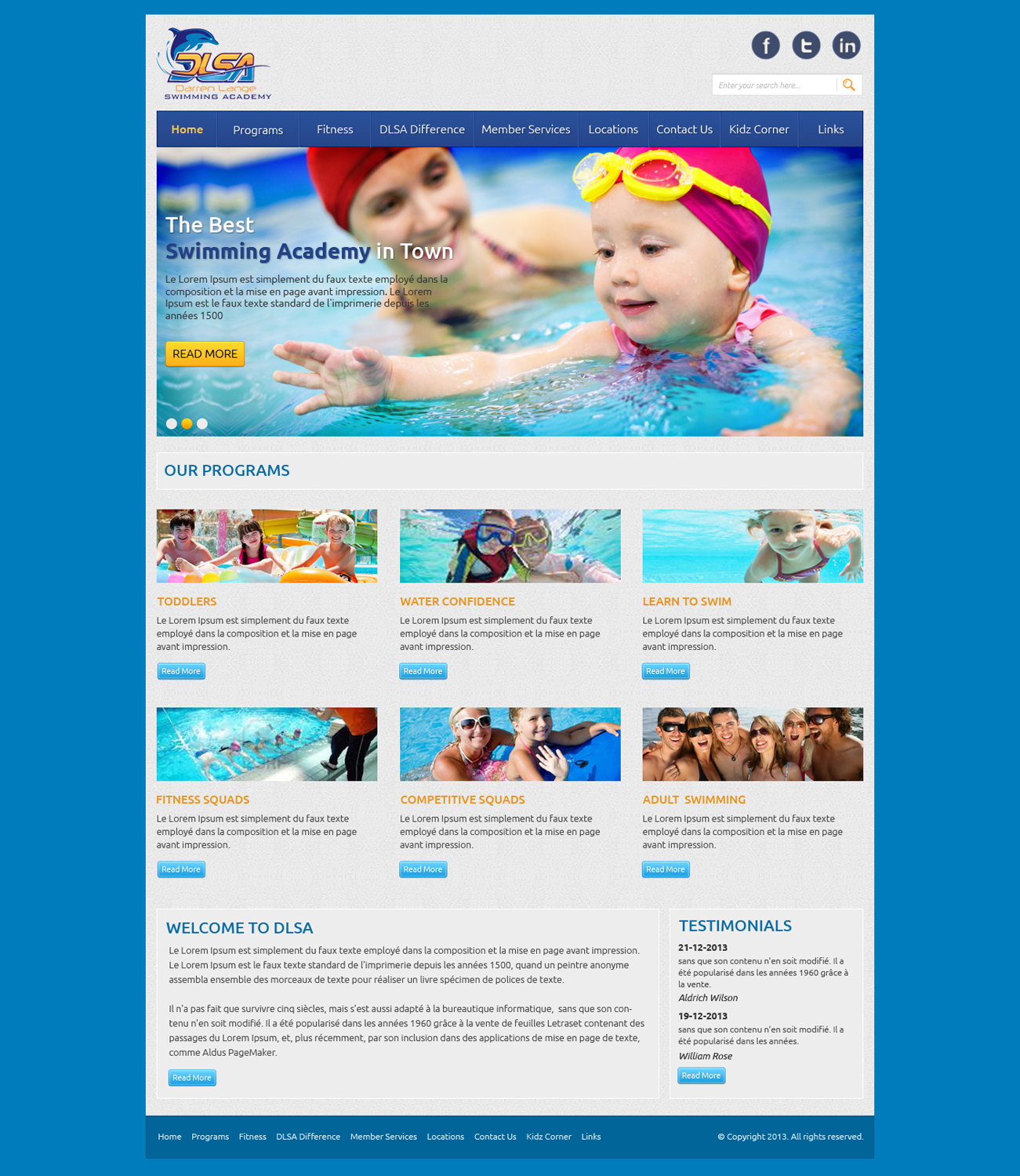 Web Design by OM for DARREN LANGE SWIMMING ACADEMY | Design #1439788