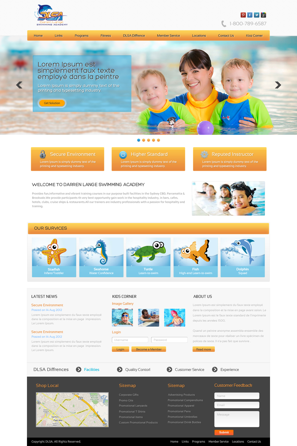 Web Design by OM for DARREN LANGE SWIMMING ACADEMY | Design #1446877