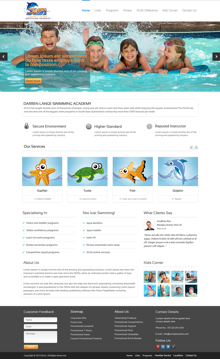 Web Design by OM for DARREN LANGE SWIMMING ACADEMY | Design #1446888