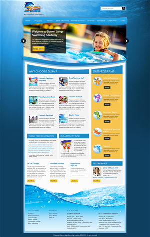 Web Design by OM for DARREN LANGE SWIMMING ACADEMY | Design: #1460411