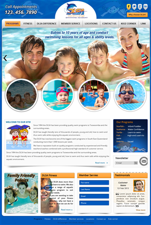 Web Design by Creative Usha for DARREN LANGE SWIMMING ACADEMY | Design: #1457153
