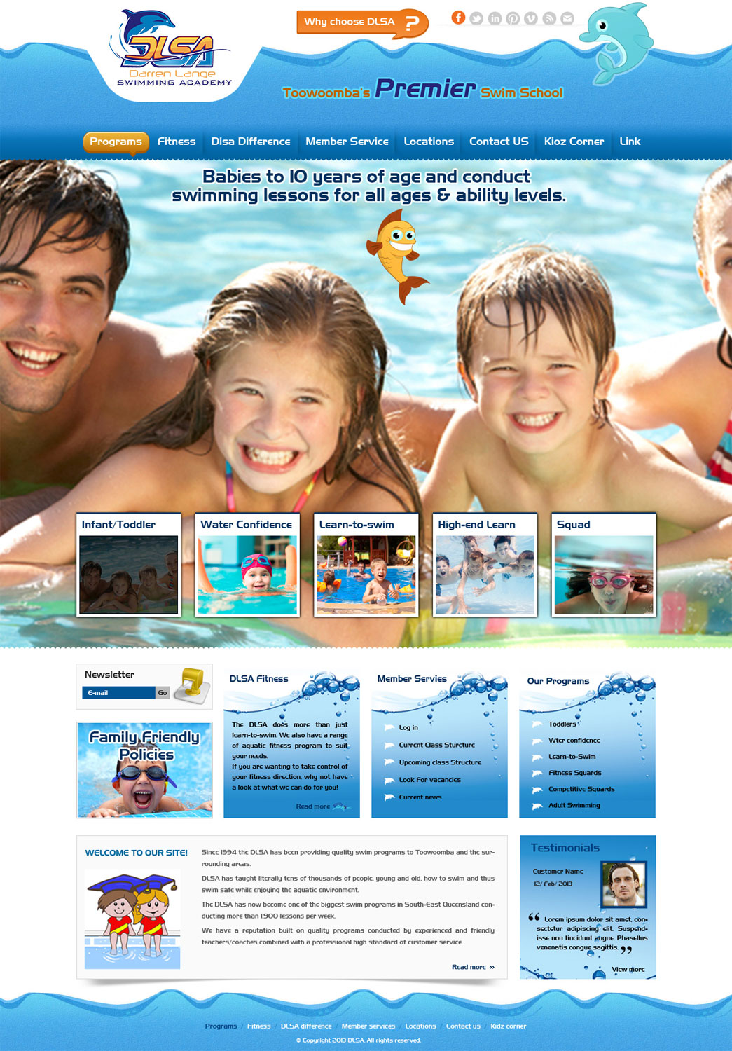 Web Design by Creative Usha for DARREN LANGE SWIMMING ACADEMY | Design #1465921